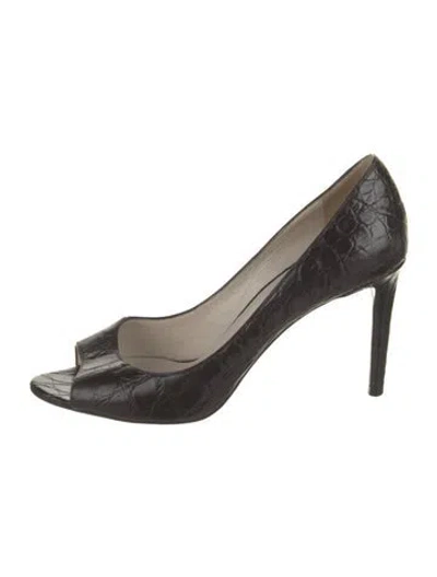Pre-owned Giorgio Armani Leather Animal Print Sandals In Black