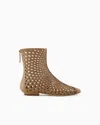 Giorgio Armani Leather Ankle Boots In Sand