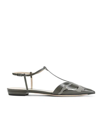 Giorgio Armani Leather Ballerina Shoes In Black