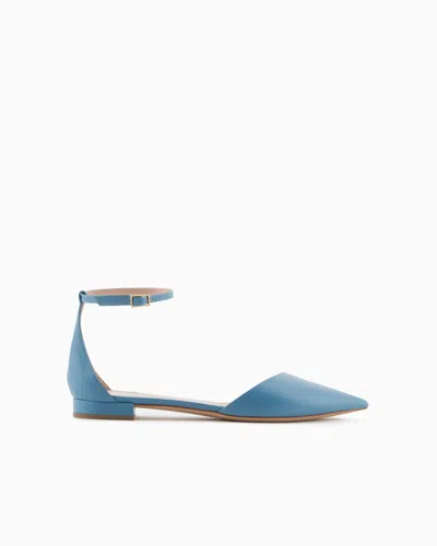 Giorgio Armani Leather Ballerinas With Strap In Blue