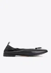 Giorgio Armani Debossed Logo Leather Ballerina Shoes In Black