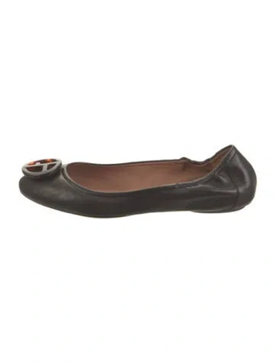 Pre-owned Giorgio Armani Leather Ballet Flats W/ Tags In Black
