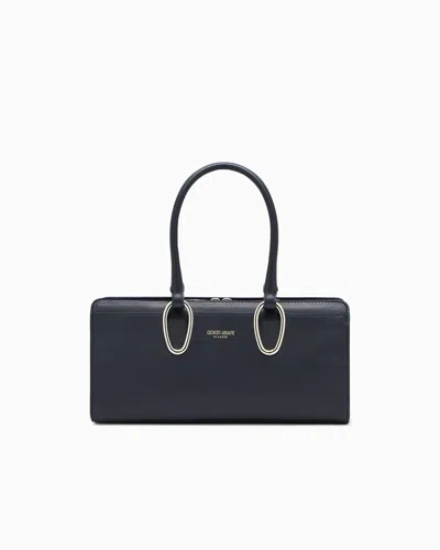 Giorgio Armani Leather Bauletto Bag In Black