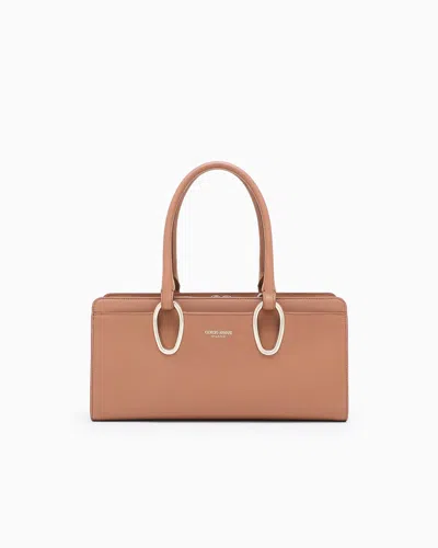 Giorgio Armani Leather Bauletto Bag In Brown