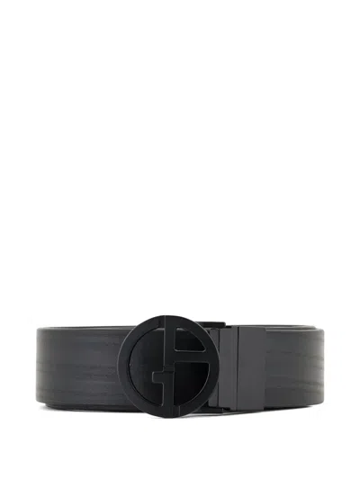 Giorgio Armani Leather Belt In Black