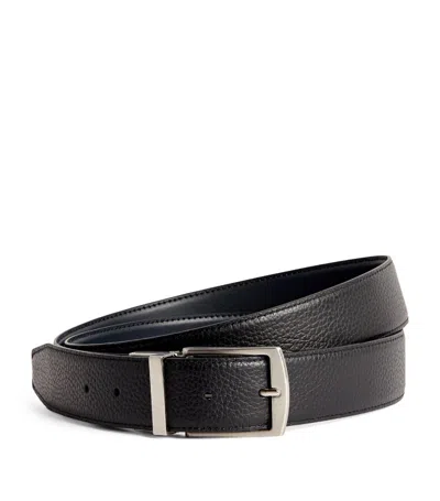 Giorgio Armani Leather Belt In Blue