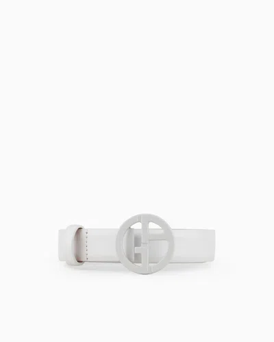 Giorgio Armani Official Store Leather Belt In Light Gray