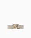 Giorgio Armani Leather Belt With Buckle Cover In Neutral