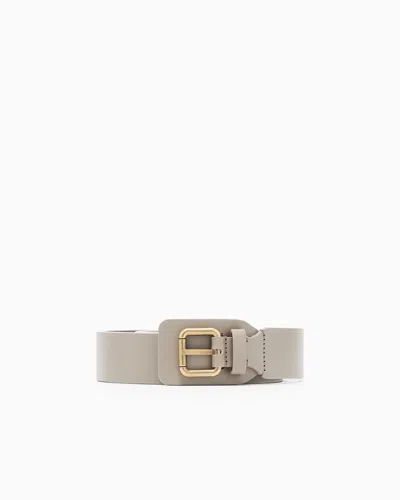 Giorgio Armani Leather Belt With Buckle Cover In Neutral