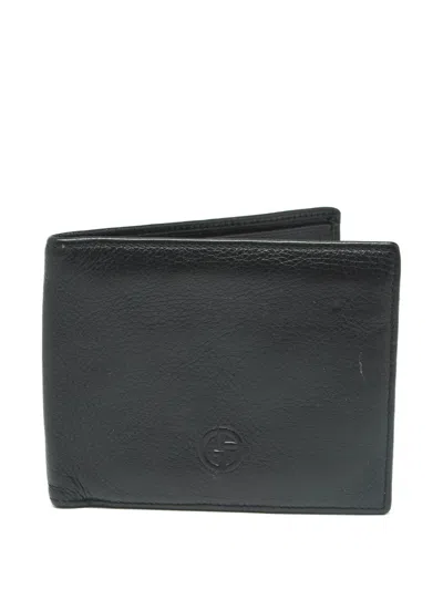 Pre-owned Giorgio Armani Leather Bifold Wallet In Black