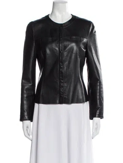 Pre-owned Giorgio Armani Leather Biker Jacket In Black