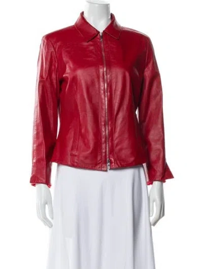Pre-owned Giorgio Armani Leather Biker Jacket In Red
