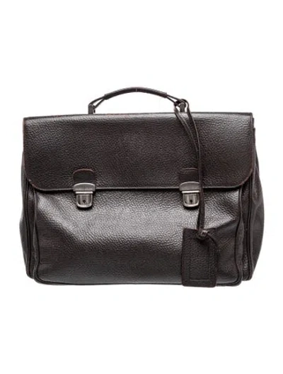 Pre-owned Giorgio Armani Leather Briefcase In Black