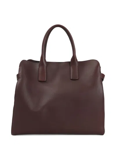 Giorgio Armani Leather Buckle-fastening Tote Bag In Brown