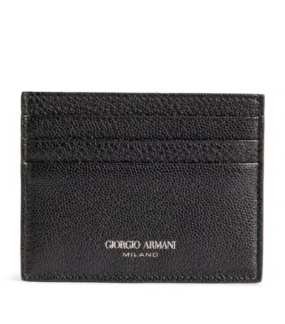 Giorgio Armani Leather Card Holder In Black