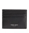 Giorgio Armani Leather Card Holder In Black