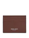 Giorgio Armani Leather Card Holder In Blue