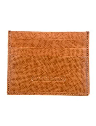 Pre-owned Giorgio Armani Leather Card Holder In Brown