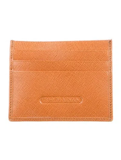 Pre-owned Giorgio Armani Leather Card Holder In Brown