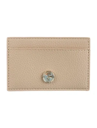 Pre-owned Giorgio Armani Leather Card Holder In Neutral