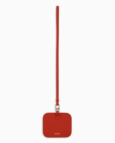 Giorgio Armani Leather Card Holder With Shoulder Strap In Red