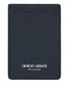 Giorgio Armani Leather Cardholder In Blue