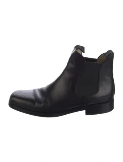 Pre-owned Giorgio Armani Leather Chelsea Boots In Black