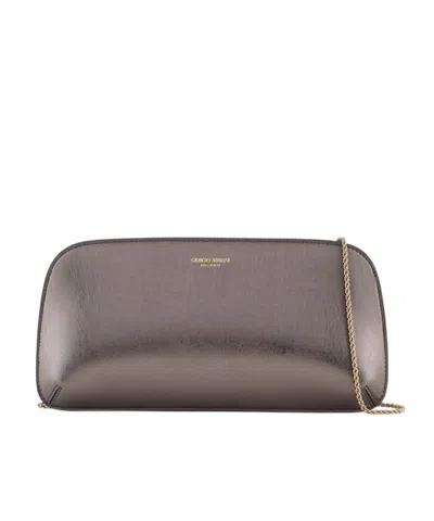 GIORGIO ARMANI GIORGIO ARMANI LOGO PRINTED ZIPPED CLUTCH BAG