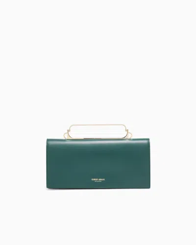 Giorgio Armani Leather Clutch Bag In Green
