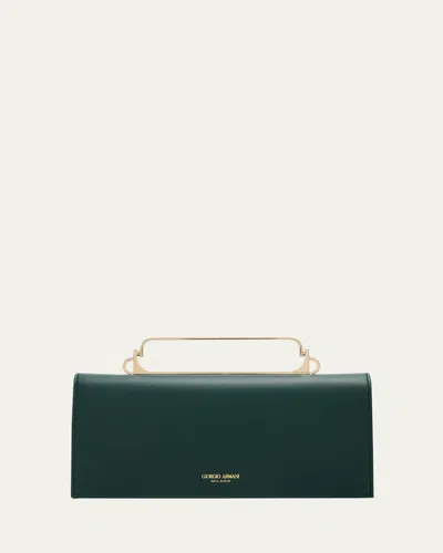 Giorgio Armani Leather Clutch Bag In Green