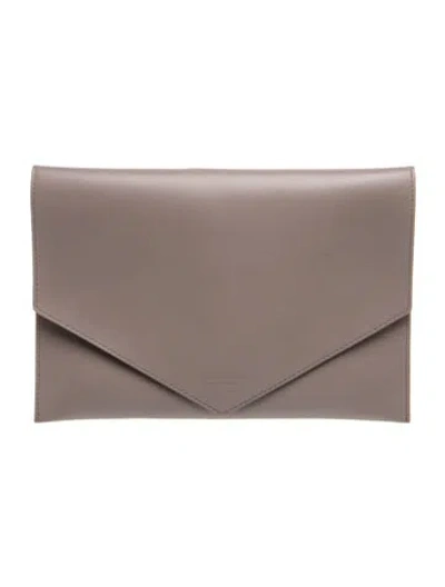 Pre-owned Giorgio Armani Leather Clutch In Grey