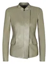 Giorgio Armani Leather Coat In Gray