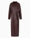 Giorgio Armani Leather Coats In Brown