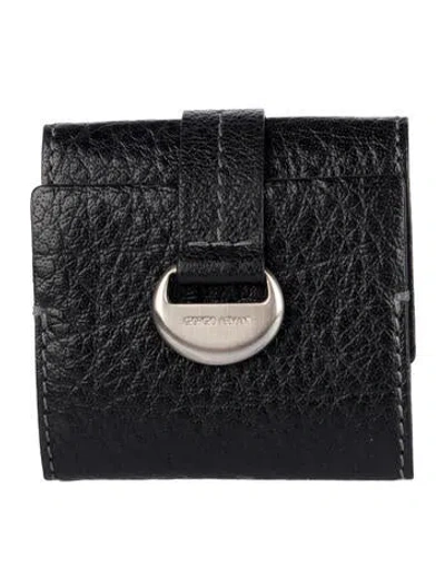Pre-owned Giorgio Armani Leather Compact Wallet In Black