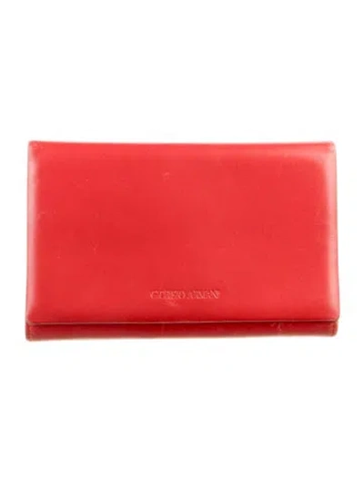 Pre-owned Giorgio Armani Leather Compact Wallet In Red