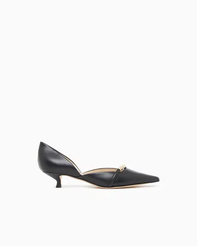 Giorgio Armani Leather Court Shoes In Black