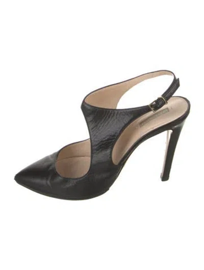 Pre-owned Giorgio Armani Leather Cutout Accent Slingback Pumps In Black