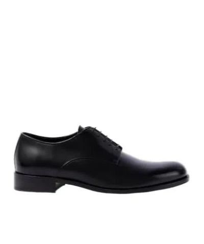Giorgio Armani Leather Derby Shoes In Black