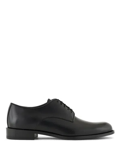 Giorgio Armani Leather Derby Shoes In Black