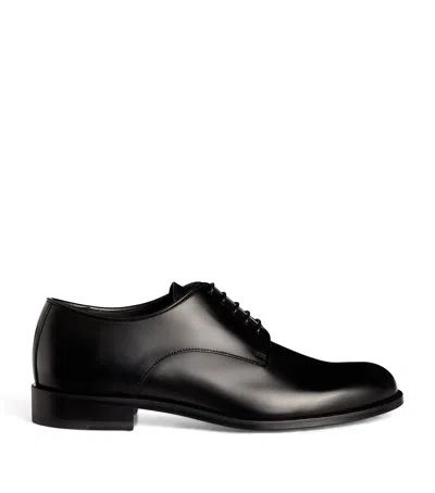 Giorgio Armani Almond Toe Lace-up Leather Shoes In Black