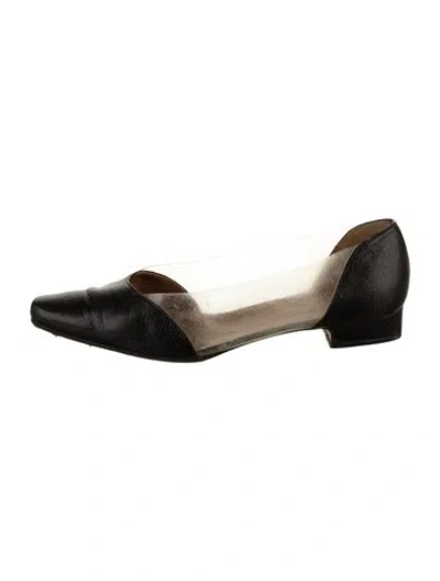 Pre-owned Giorgio Armani Leather D'orsay Flats In Black