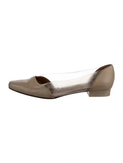 Pre-owned Giorgio Armani Leather D'orsay Flats In Brown