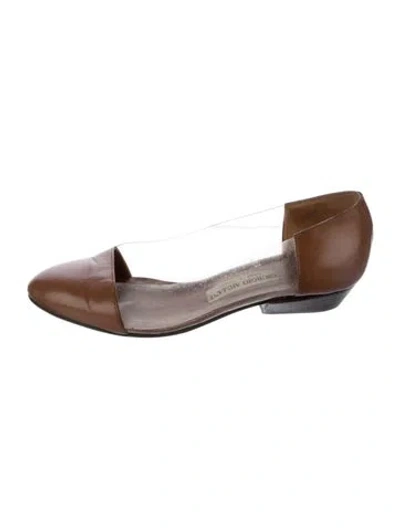 Pre-owned Giorgio Armani Leather D'orsay Flats In Brown