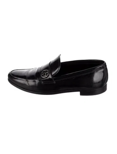 Pre-owned Giorgio Armani Leather Dress Loafers In Black