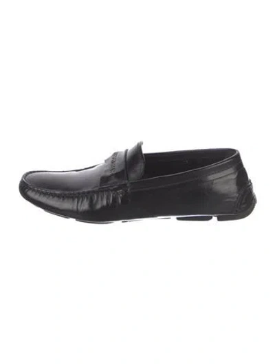 Pre-owned Giorgio Armani Leather Drivers In Black