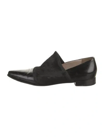 Pre-owned Giorgio Armani Leather Flats In Black