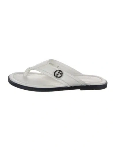 Pre-owned Giorgio Armani Leather Flip Flops In White