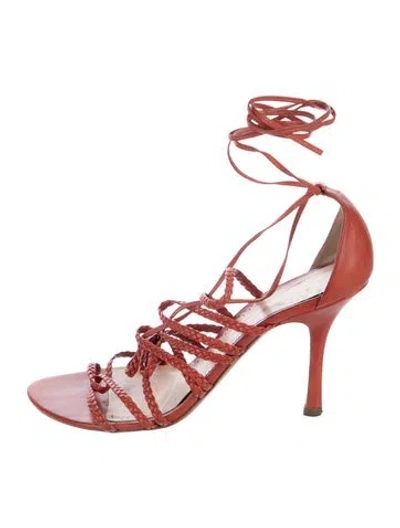 Pre-owned Giorgio Armani Leather Gladiator Sandals In Red