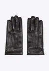 Giorgio Armani Logo Embossed Nappa Gloves In Black