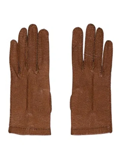 Pre-owned Giorgio Armani Leather Gloves In Brown